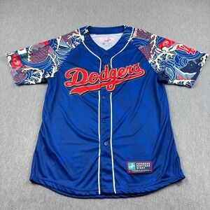 Los Angeles Dodgers Jersey Shirt Mens Medium Blue 2024 Japanese Heritage Night